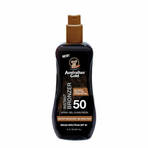 Australian Gold - Spray Gel Sunscreen with Instant Bronzer (237 ml) - Choose from SPF 6, 15, 30, 50